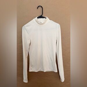 H&M Off-White Ribbed Turtleneck Top